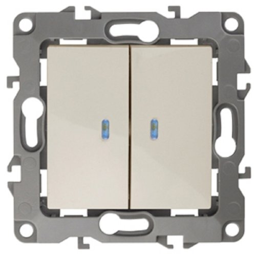 Выключатель с подсветкой без рамки Эра S12 2-кл 10А слоновая кость картинка